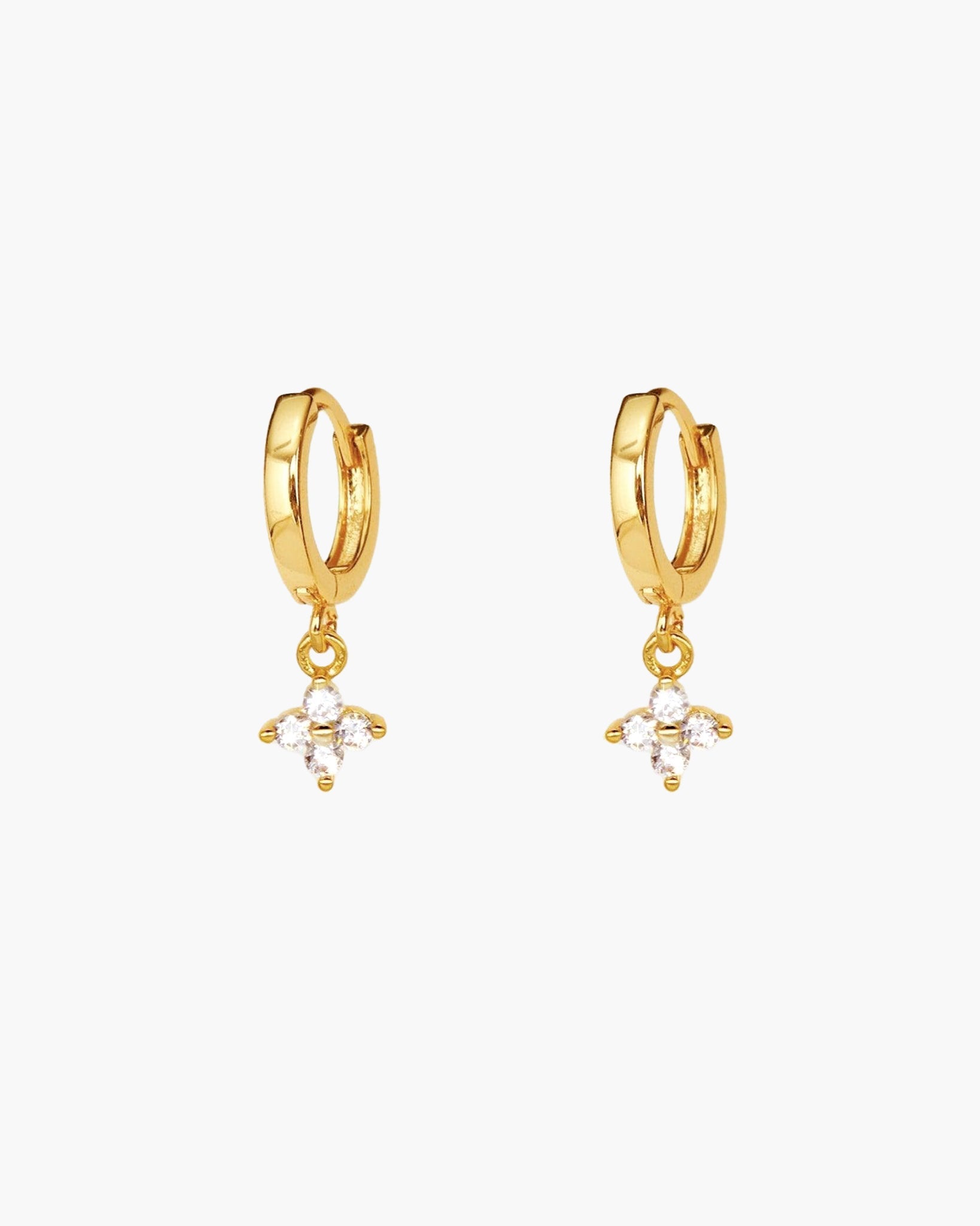 Clover Mini Silver-Tone Cubic Zirconia Charm Hoop Earrings