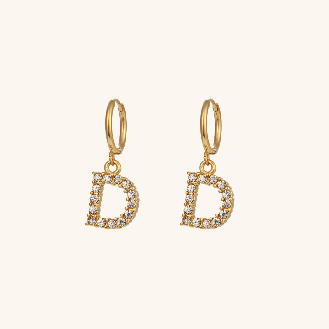 Wilhemina Initial Letter 18K Gold-Plated Stainless Steel Earrings