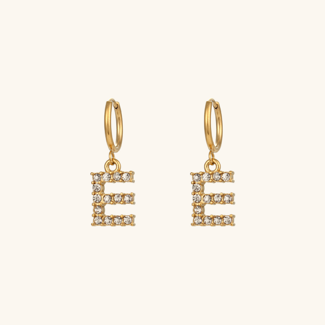 Wilhemina Initial Letter 18K Gold-Plated Stainless Steel Earrings