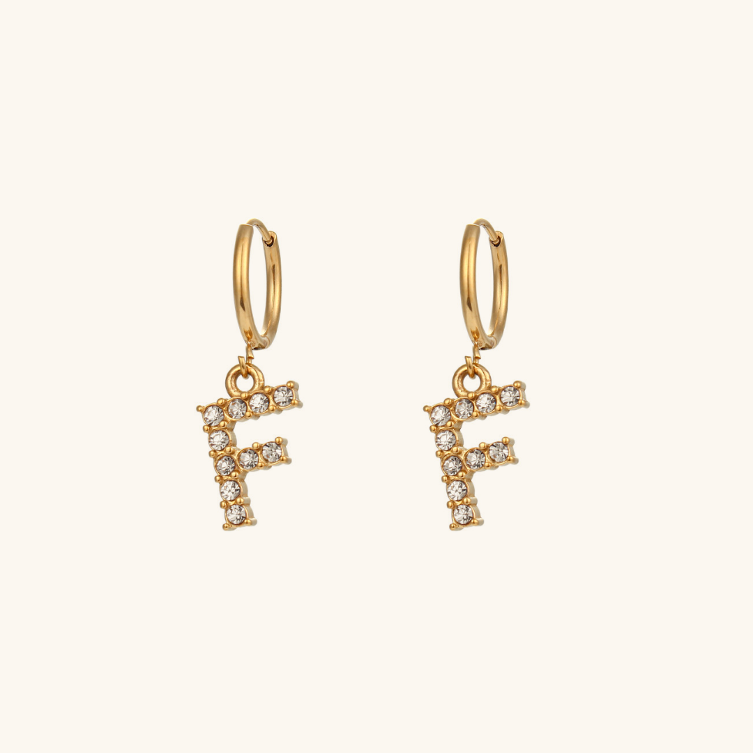 Wilhemina Initial Letter 18K Gold-Plated Stainless Steel Earrings