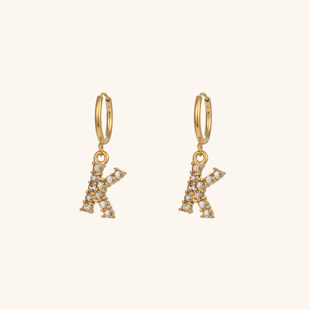 Wilhemina Initial Letter 18K Gold-Plated Stainless Steel Earrings