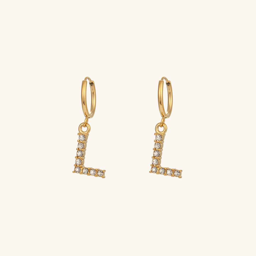 Wilhemina Initial Letter 18K Gold-Plated Stainless Steel Earrings