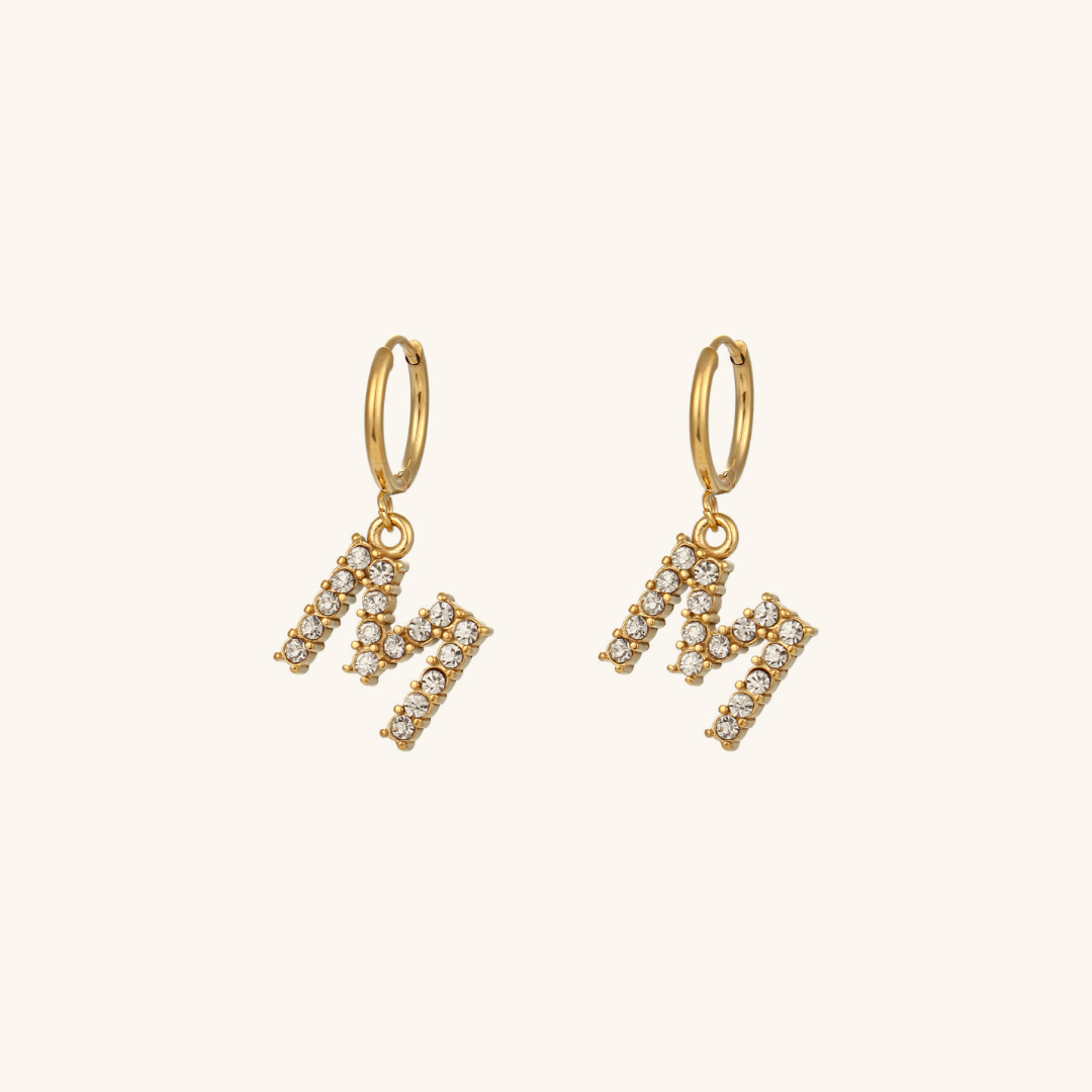 Wilhemina Initial Letter 18K Gold-Plated Stainless Steel Earrings