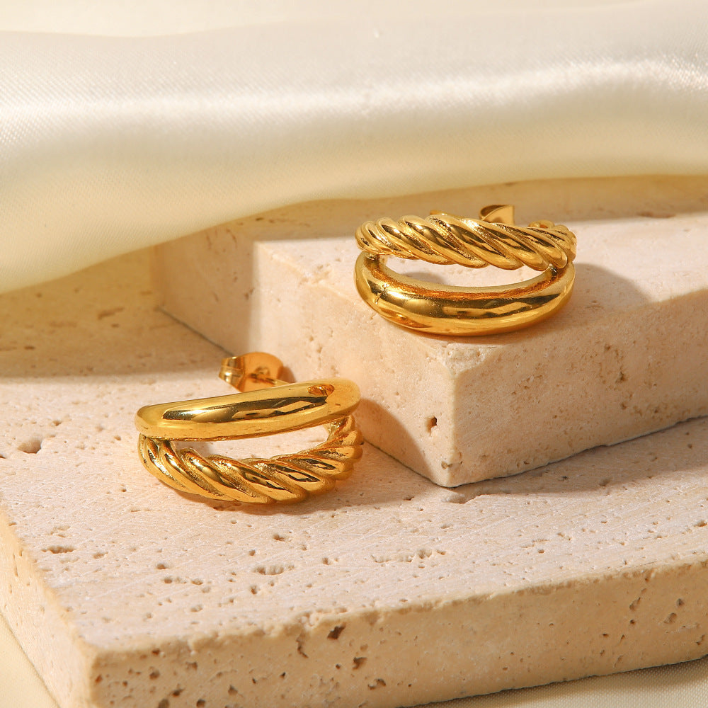 Cecilia Layered 18K Gold-Plated Stainless Steel Earrings
