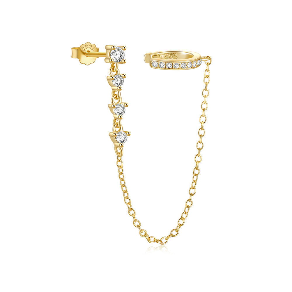 Audra Chain Gold-Plated S925 Sterling Silver Cuff Earrings