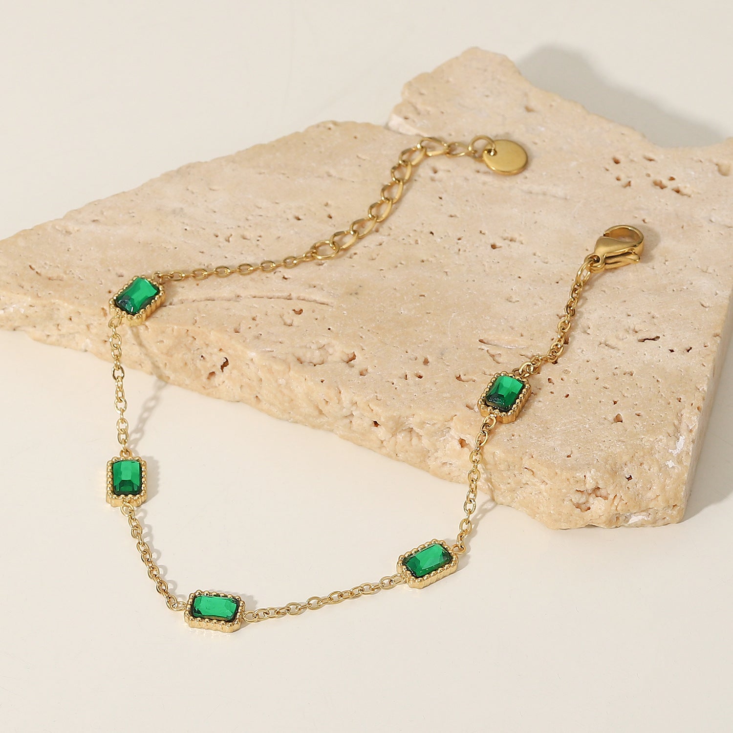 Francia Green 18K Gold-Plated Stainless Steel Bracelet