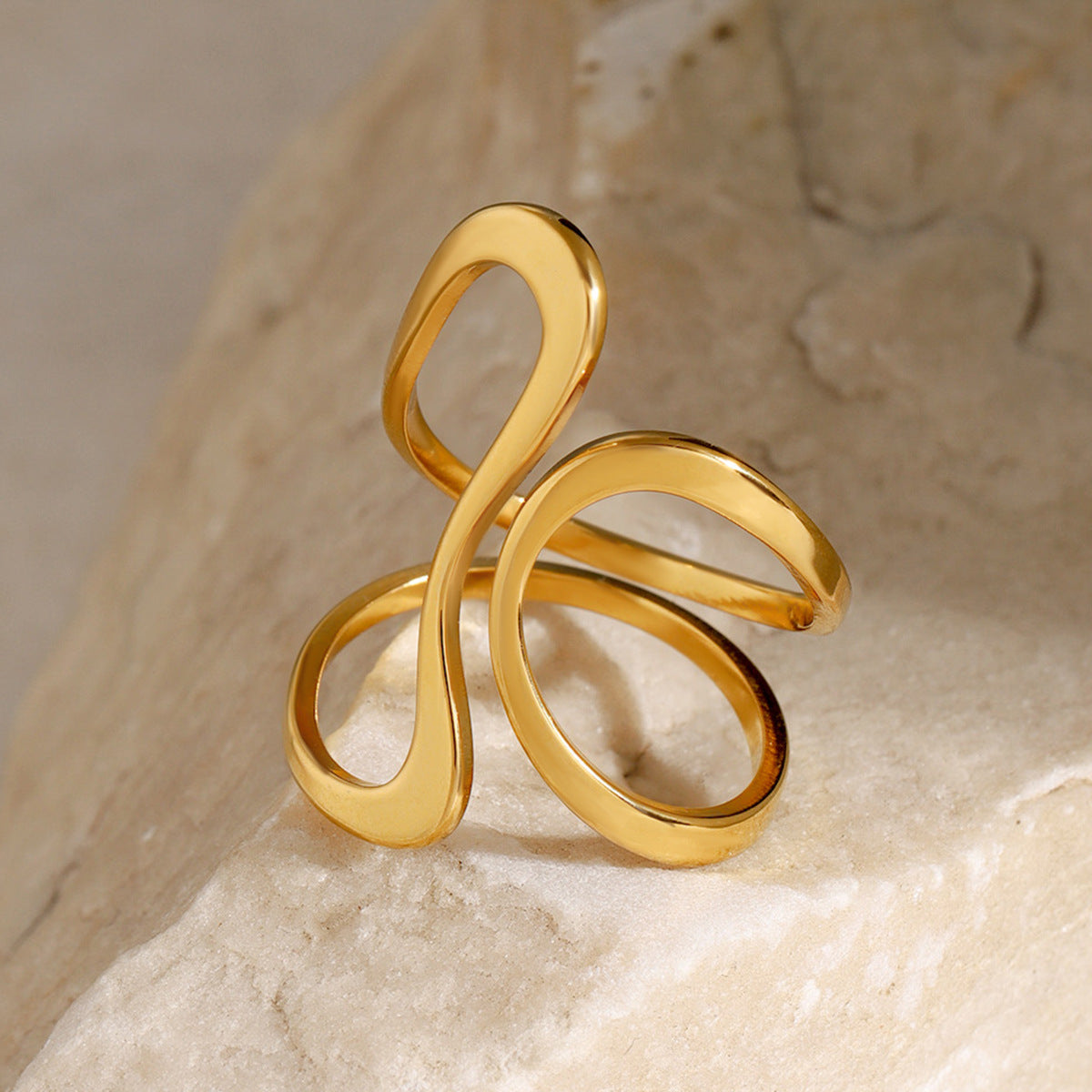 Mosaic 18K Gold-Plated Stainless Steel Ring
