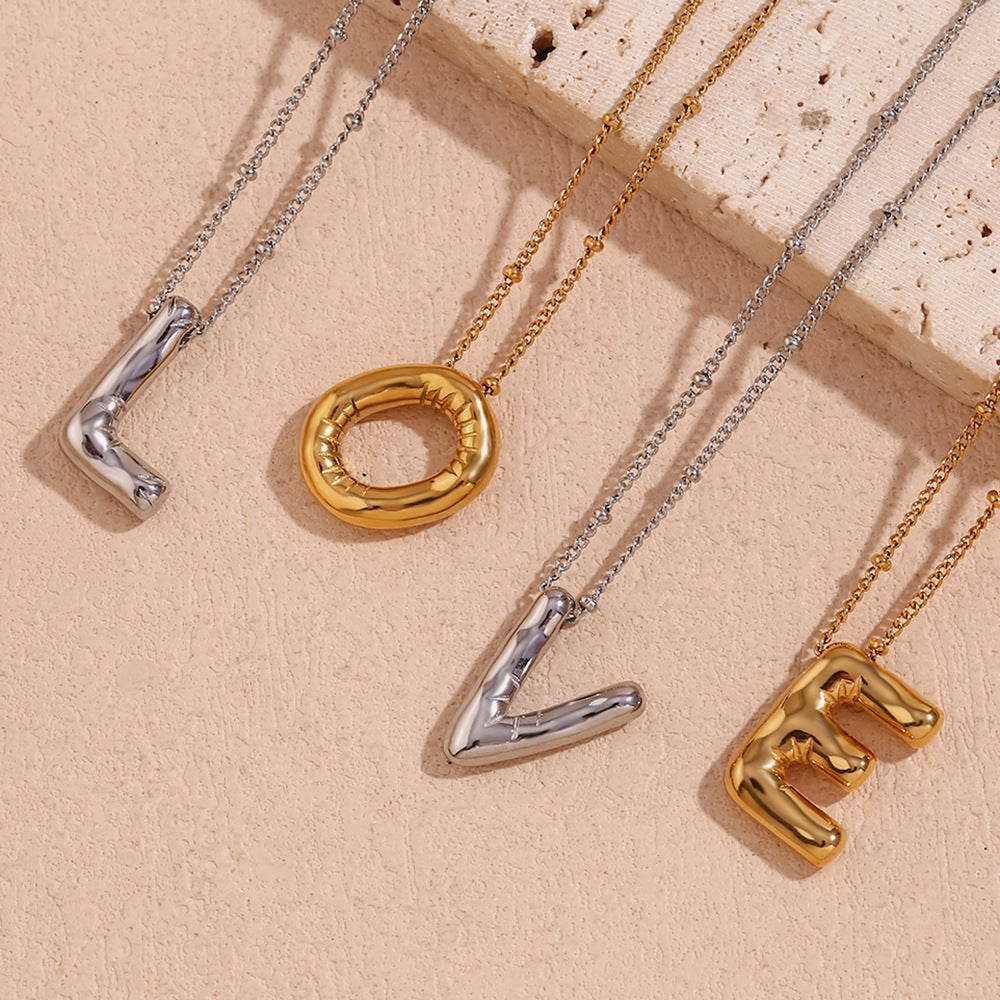 Balloon Initial 18K Gold-Plated Stainless Steel Necklace