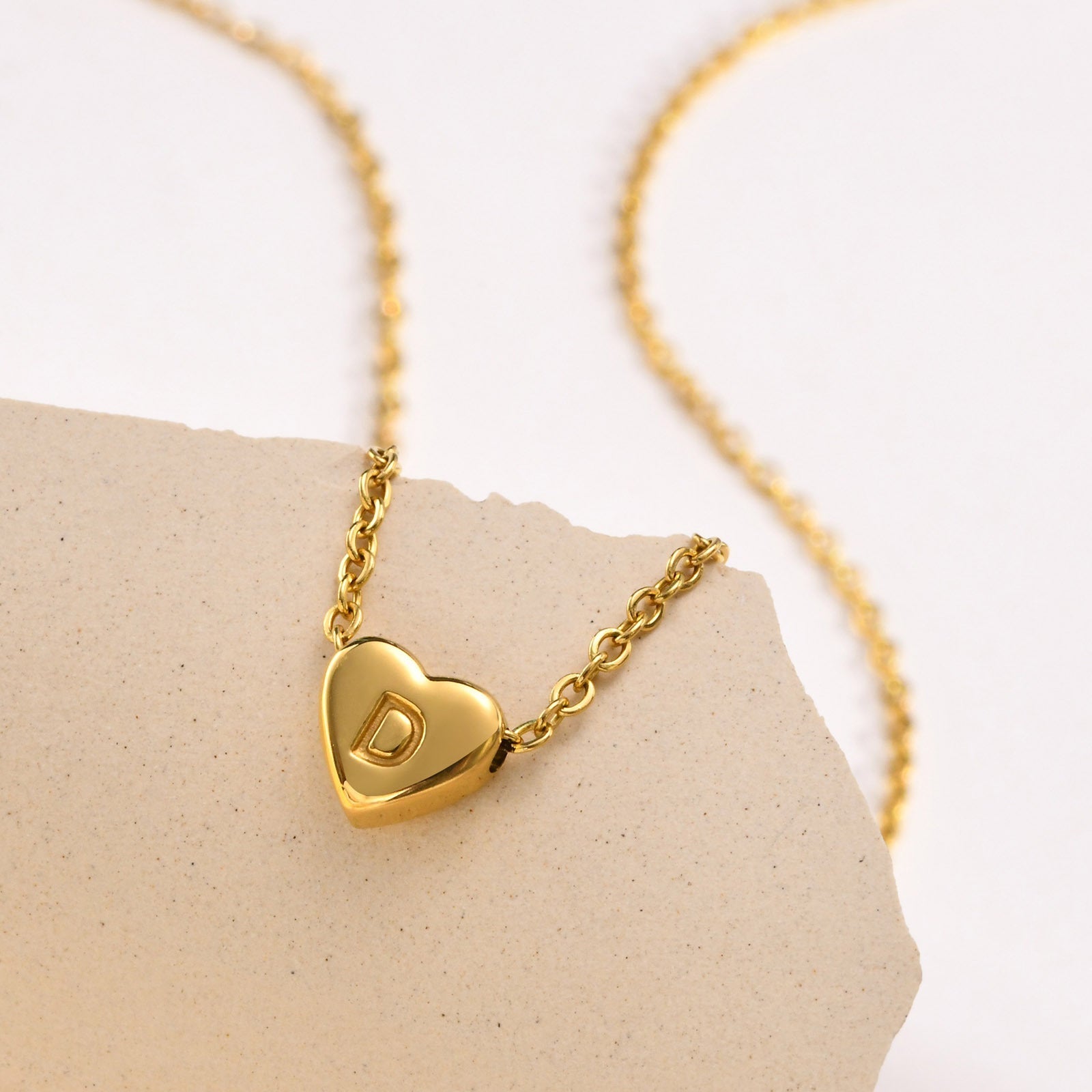 Heart Initial 18K Gold-Plated Stainless Steel Necklace