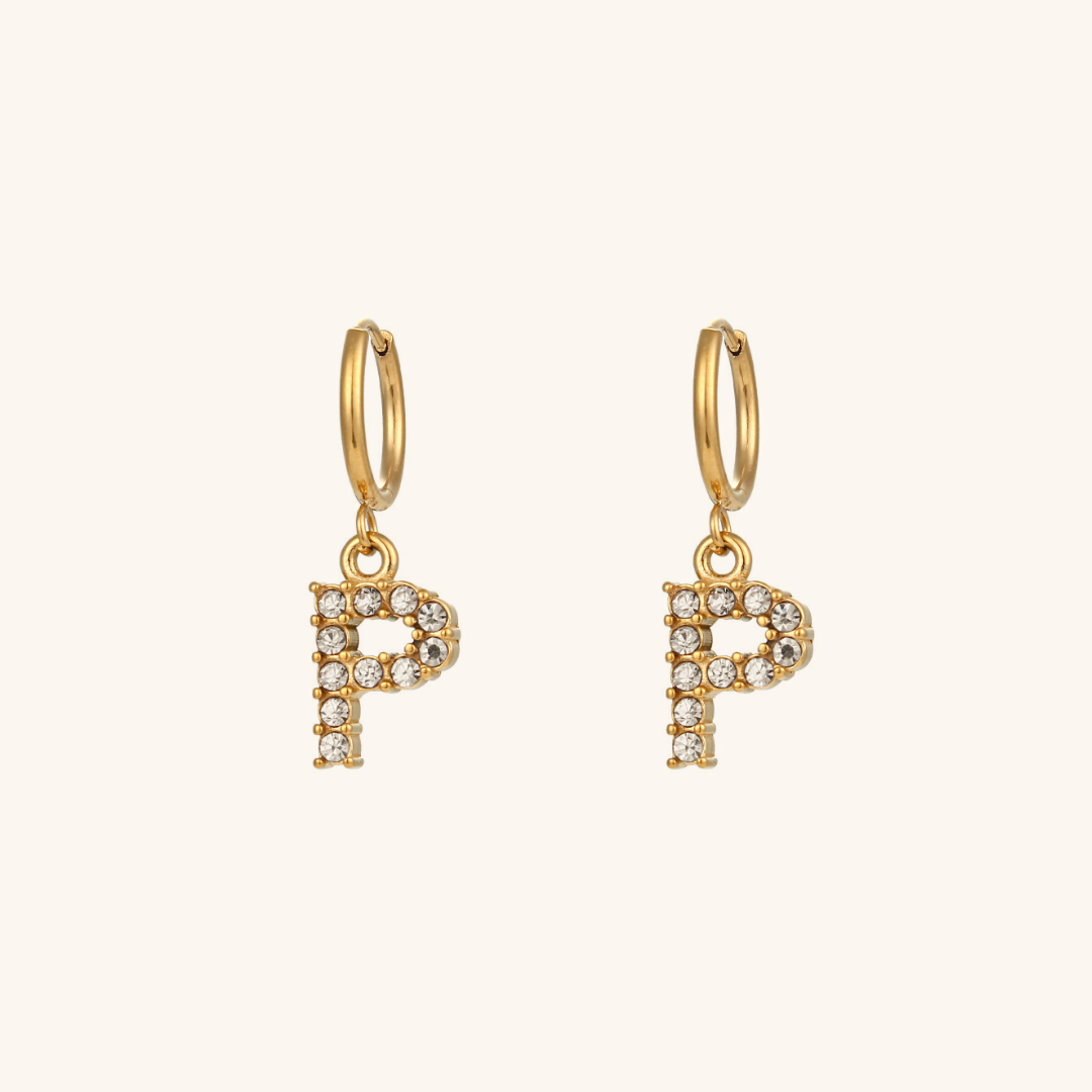 Wilhemina Initial Letter 18K Gold-Plated Stainless Steel Earrings