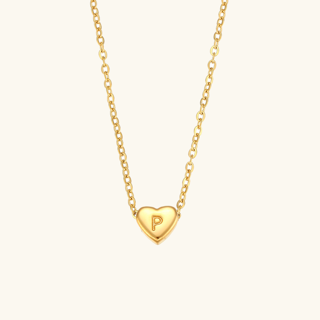 Heart Initial 18K Gold-Plated Stainless Steel Necklace