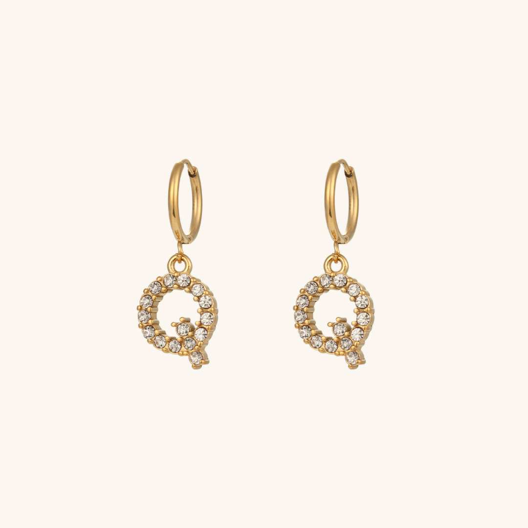Wilhemina Initial Letter 18K Gold-Plated Stainless Steel Earrings