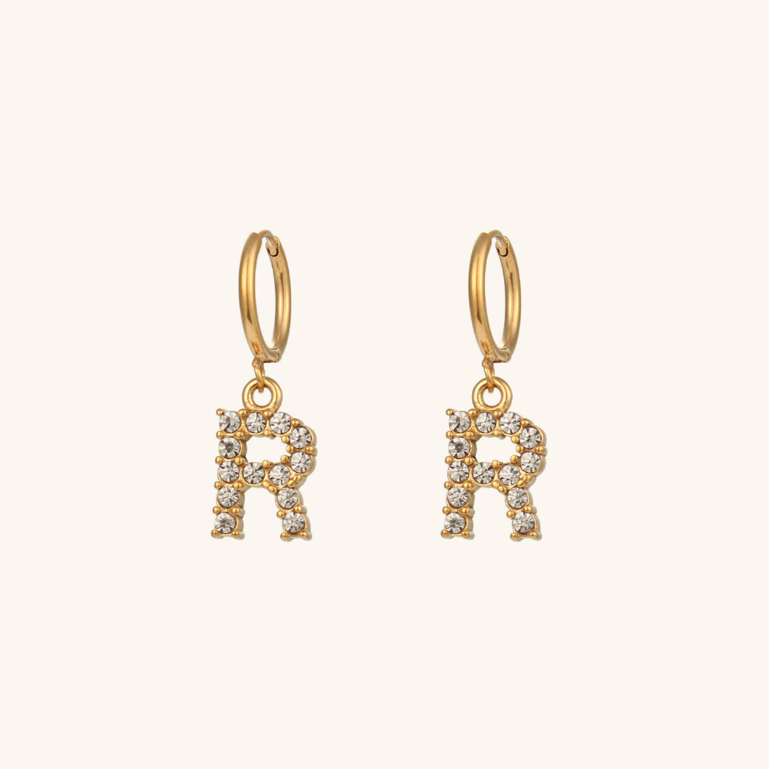 Wilhemina Initial Letter 18K Gold-Plated Stainless Steel Earrings