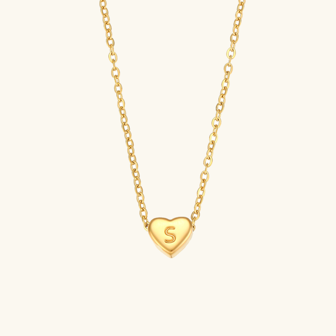 Heart Initial 18K Gold-Plated Stainless Steel Necklace