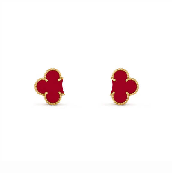 Clover Leaf Earstuds,925 Silver, 18K Gold Plated - image 2 of 19