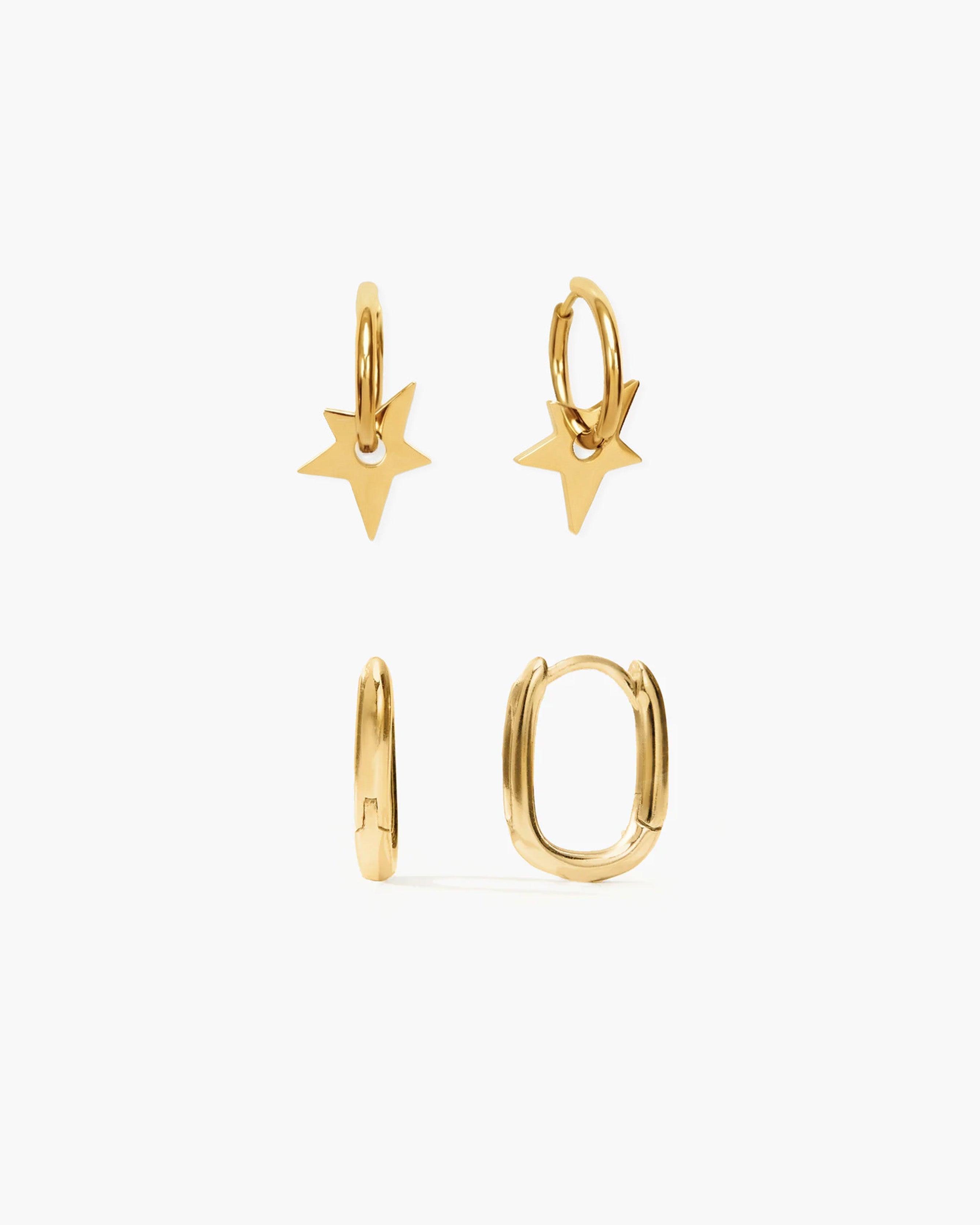 Star Silver-Tone Cross Charm Earrings