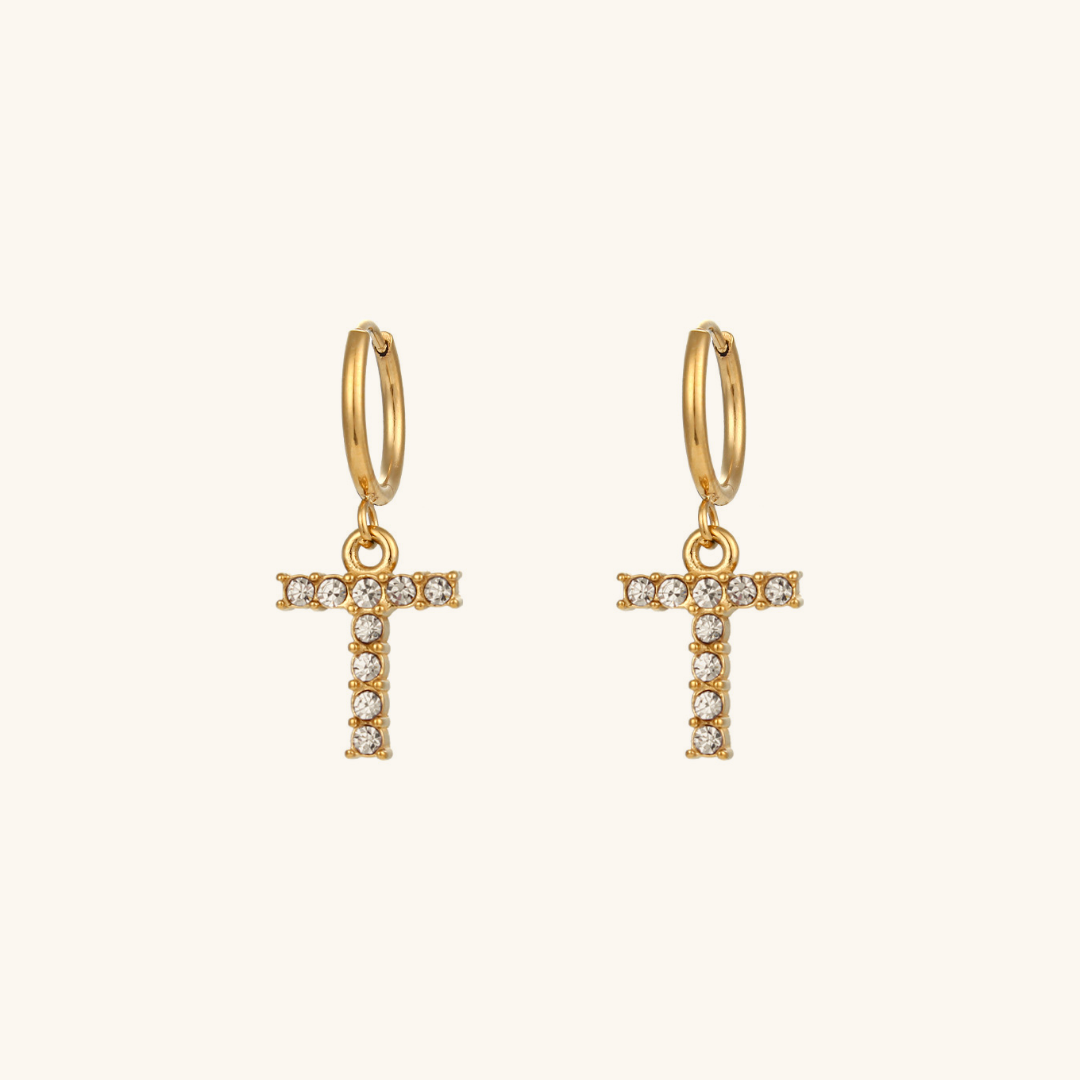 Wilhemina Initial Letter 18K Gold-Plated Stainless Steel Earrings