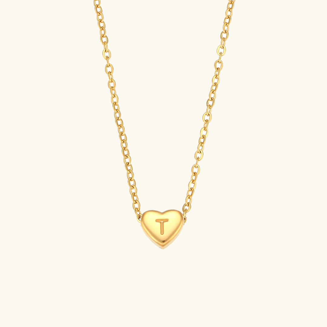 Heart Initial 18K Gold-Plated Stainless Steel Necklace