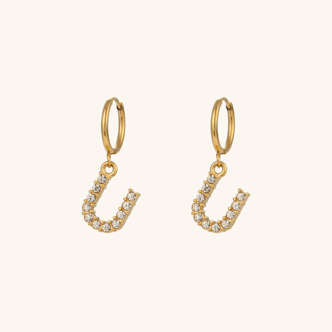Wilhemina Initial Letter 18K Gold-Plated Stainless Steel Earrings