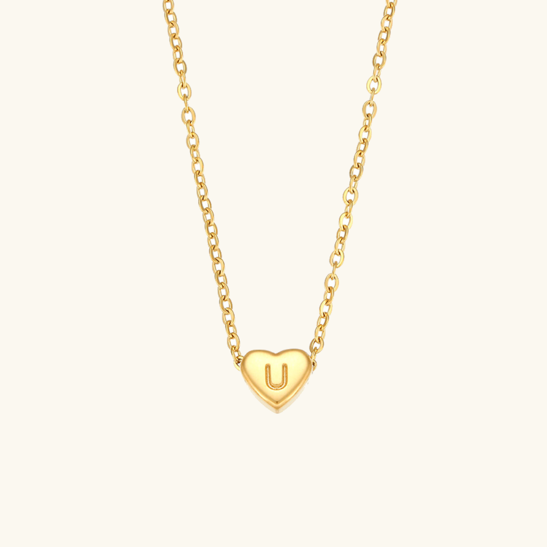 Heart Initial 18K Gold-Plated Stainless Steel Necklace