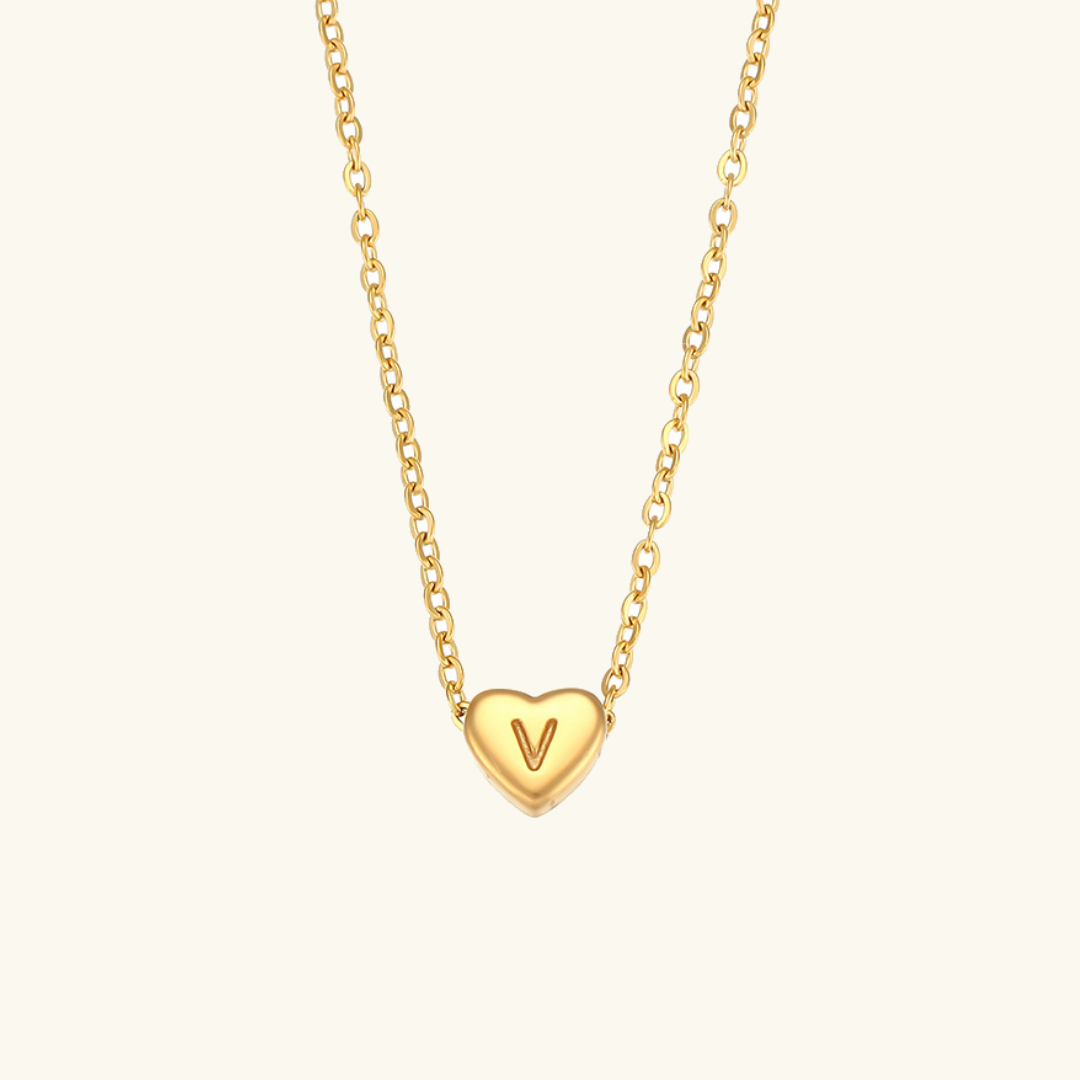 Heart Initial 18K Gold-Plated Stainless Steel Necklace