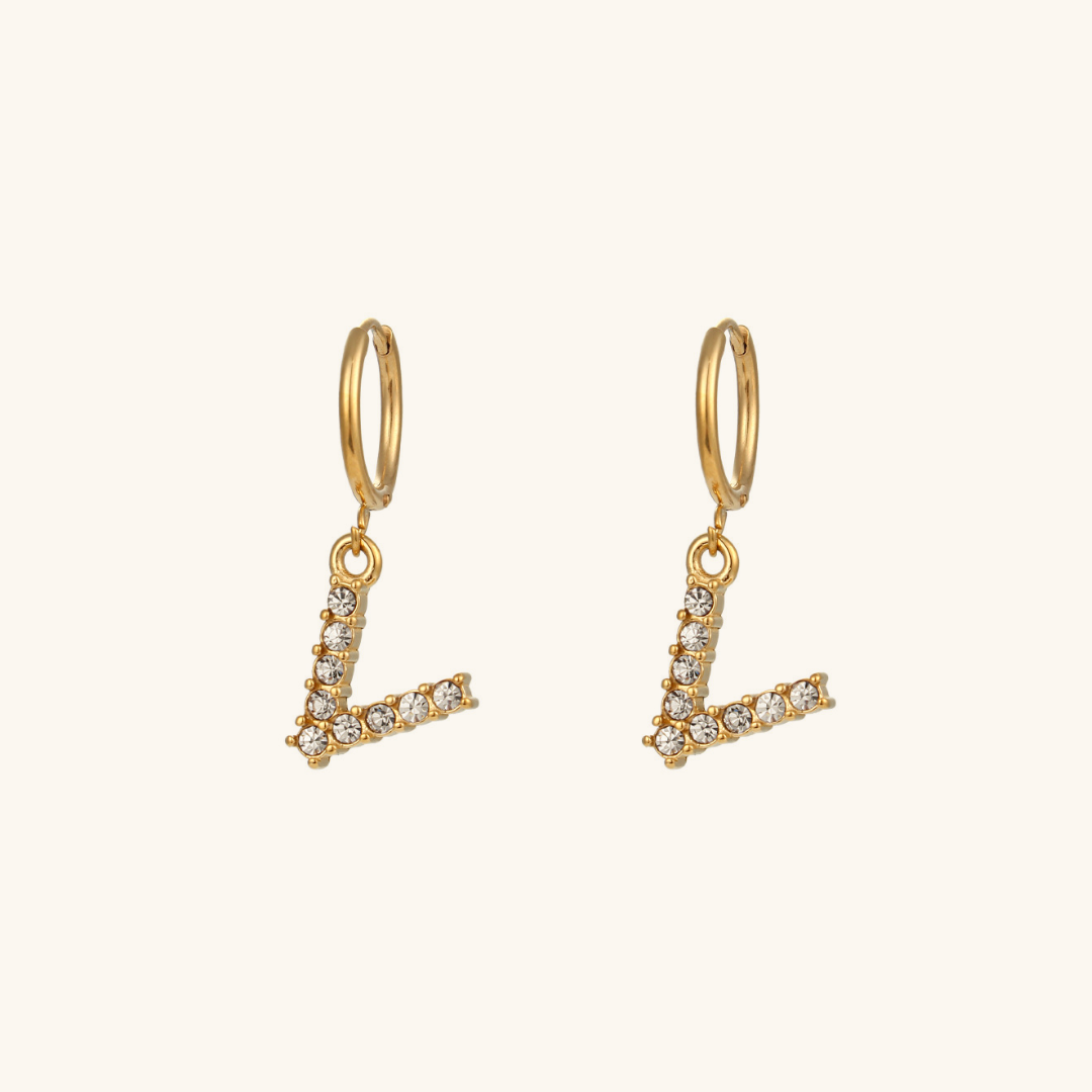Wilhemina Initial Letter 18K Gold-Plated Stainless Steel Earrings