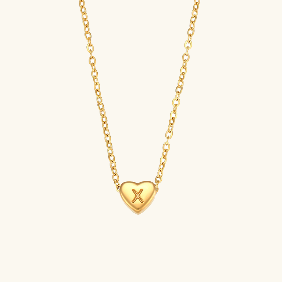 Heart Initial 18K Gold-Plated Stainless Steel Necklace