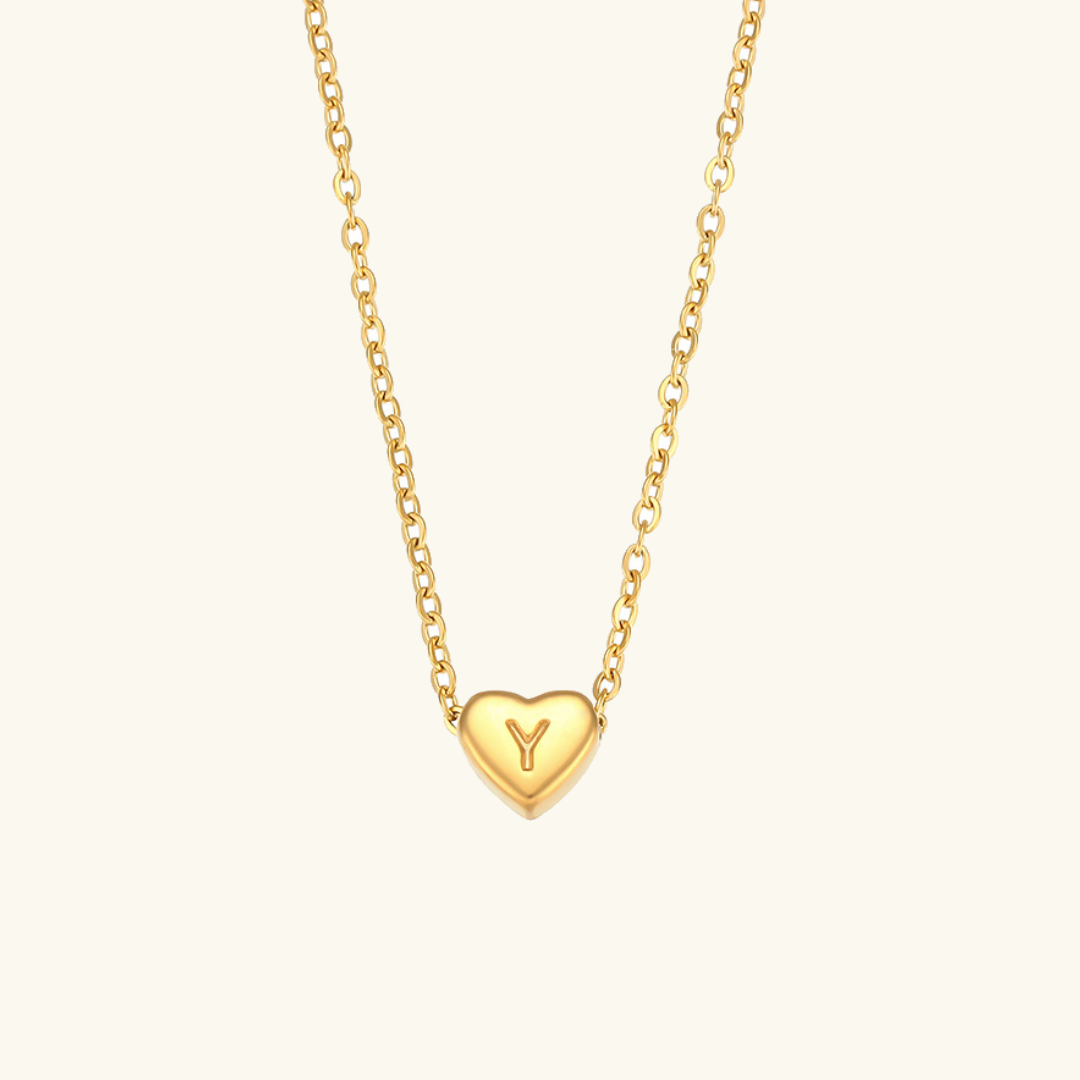 Heart Initial 18K Gold-Plated Stainless Steel Necklace