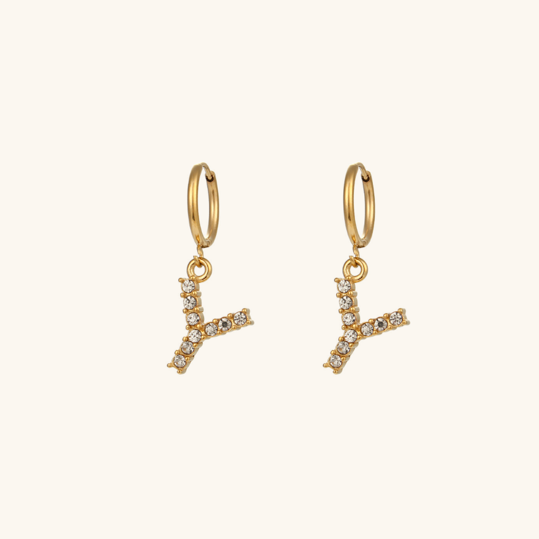 Wilhemina Initial Letter 18K Gold-Plated Stainless Steel Earrings