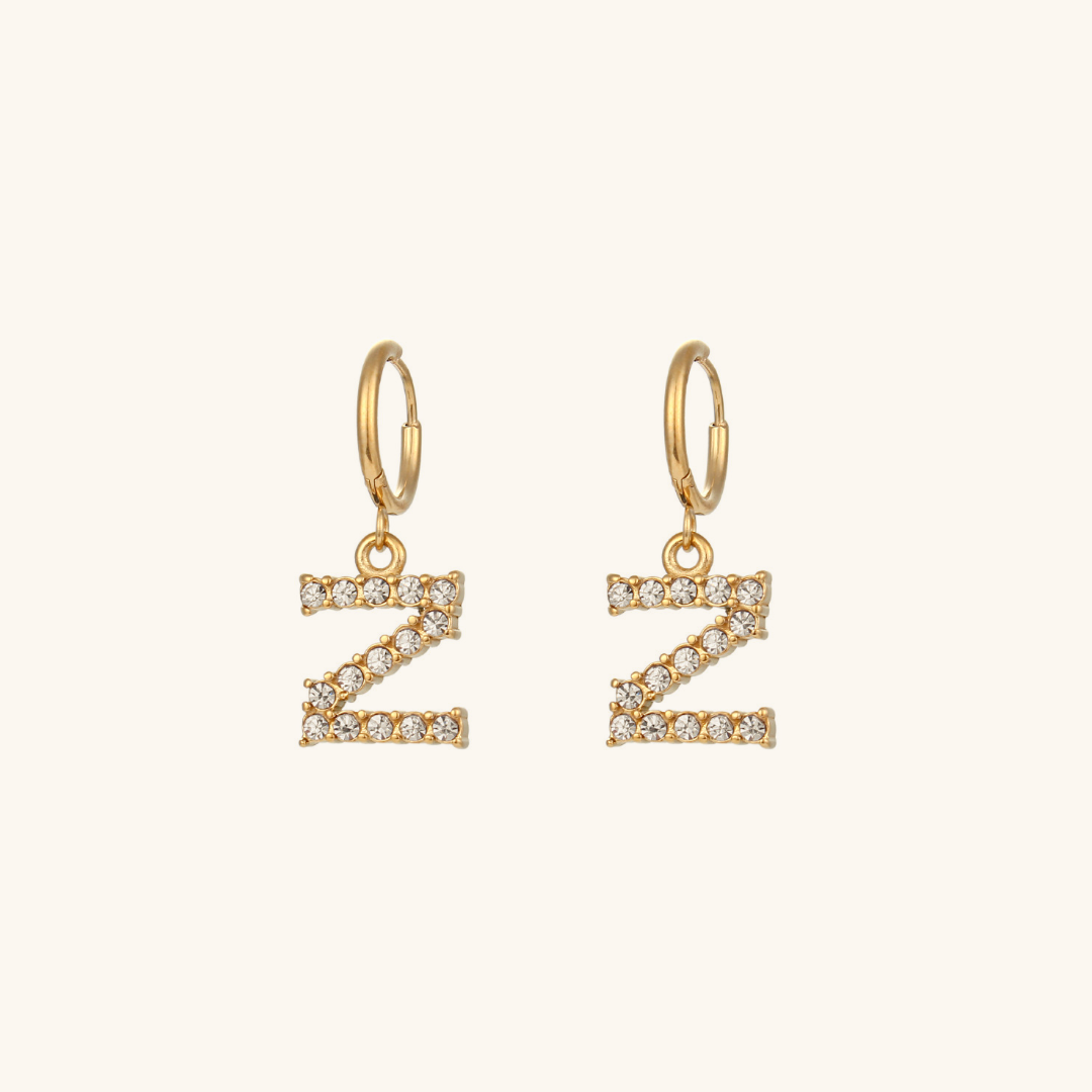 Wilhemina Initial Letter 18K Gold-Plated Stainless Steel Earrings