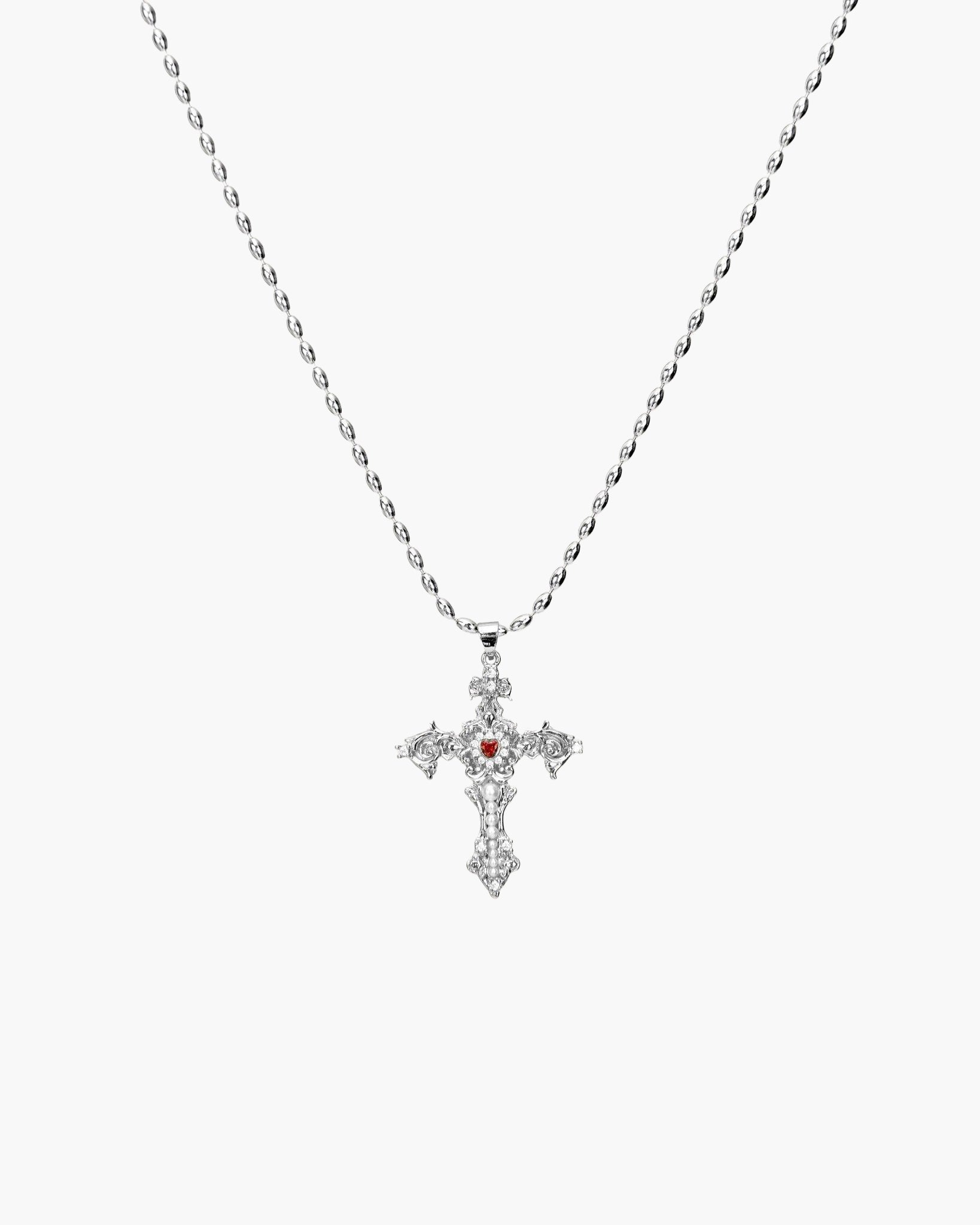 Aphrodite’s Song Black Layered Heart Cross Necklace
