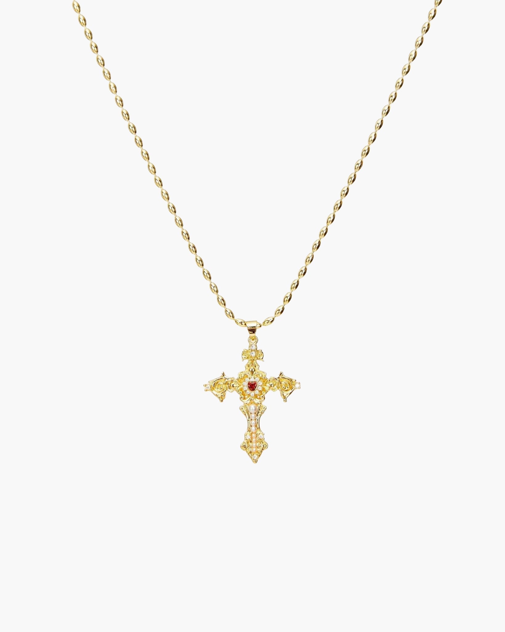 Aphrodite’s Song Black Layered Heart Cross Necklace