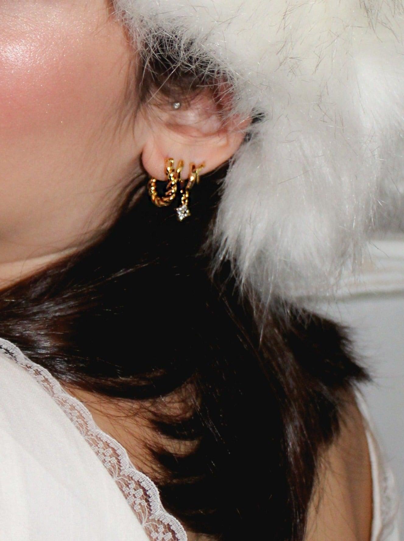 Clover Mini Cubic Zirconia Charm Hoop Earrings