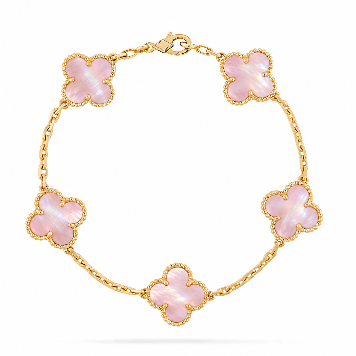 Clover Leaf Bracelet, 925 Silver, 18k Gold Plated
