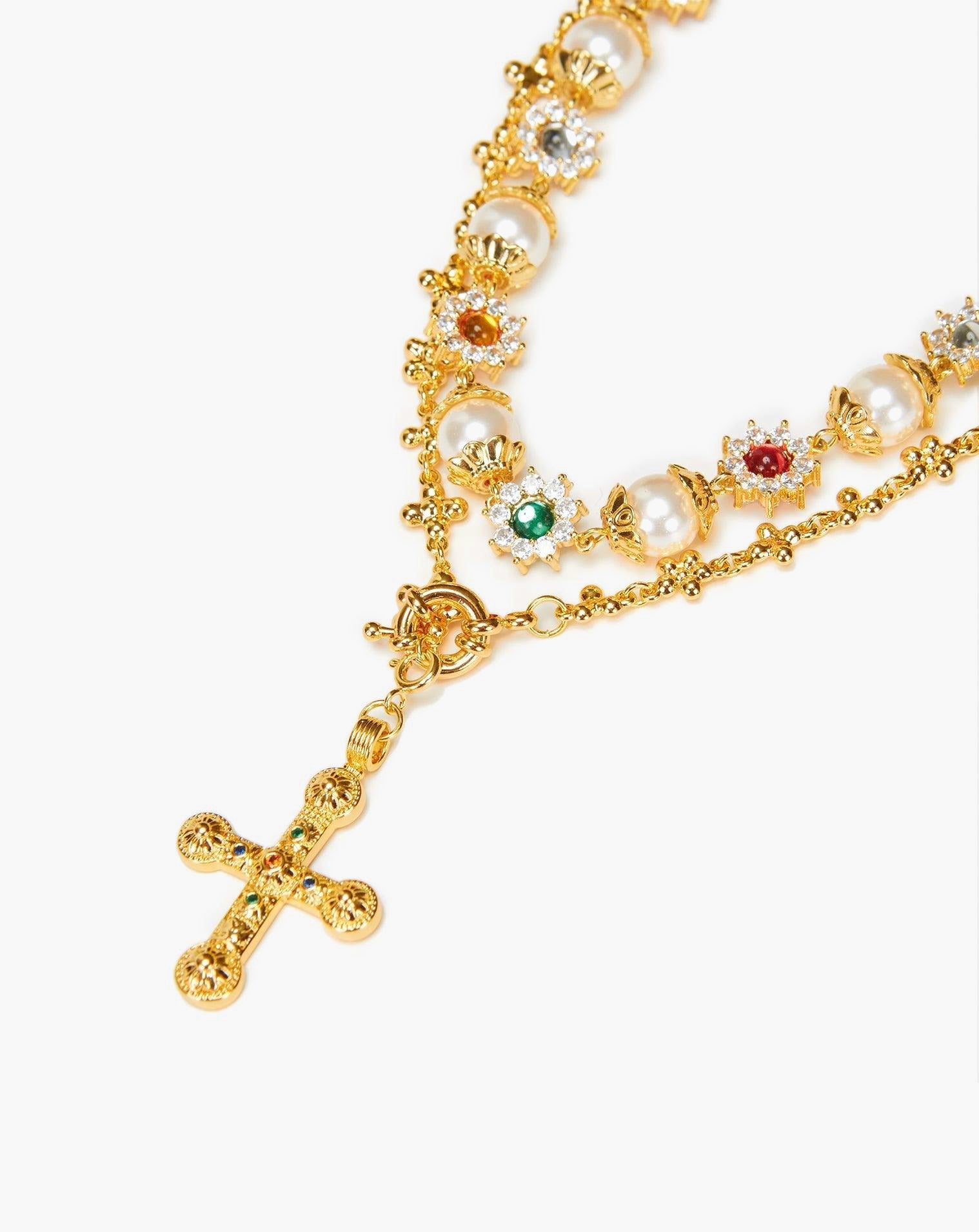 Daisy Molecule Pearl Necklace Set