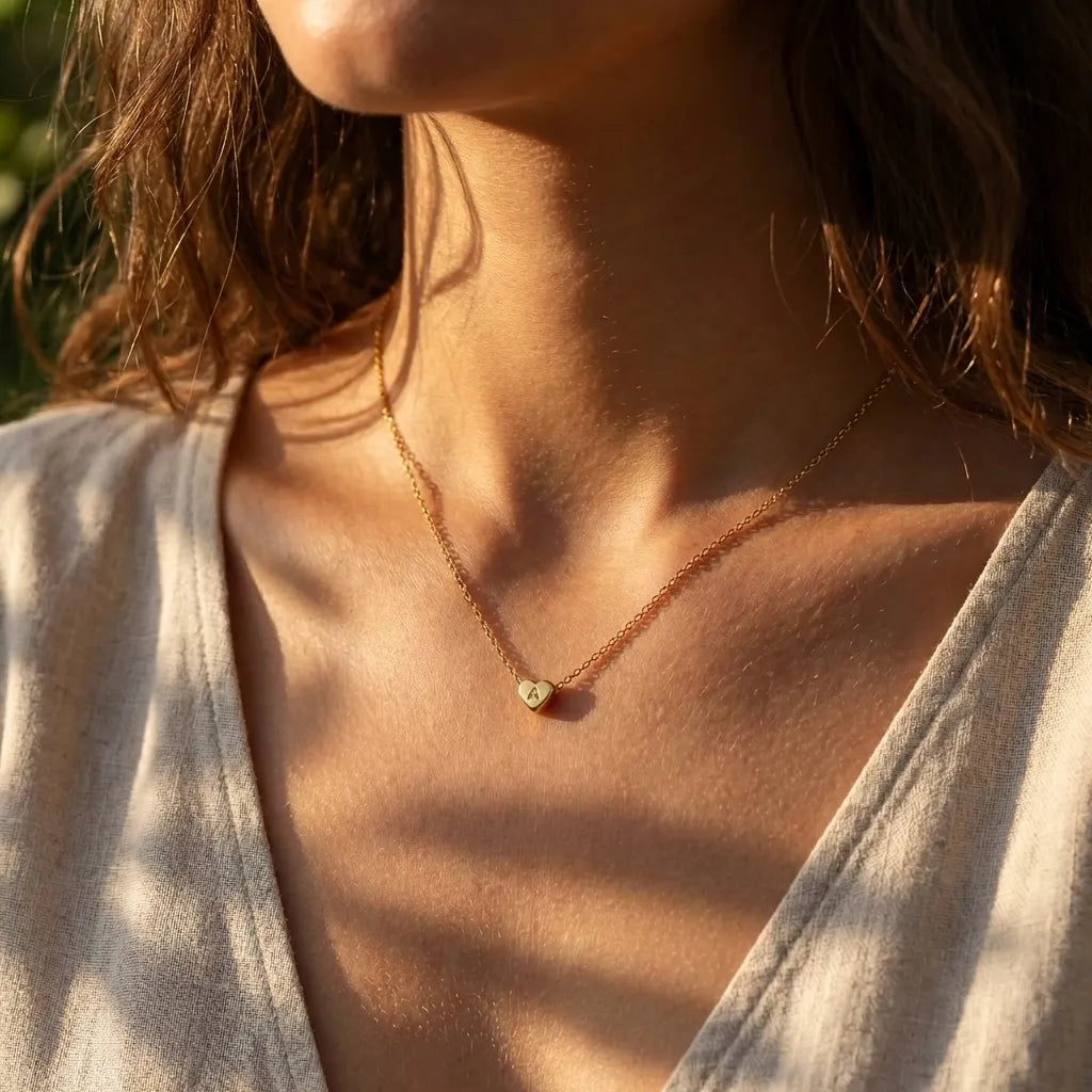 Heart Initial 18K Gold-Plated Stainless Steel Necklace