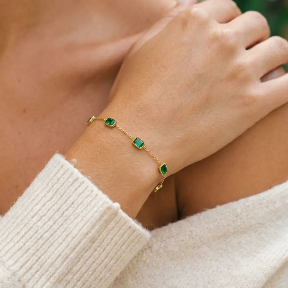 Francia Green 18K Gold-Plated Stainless Steel Bracelet