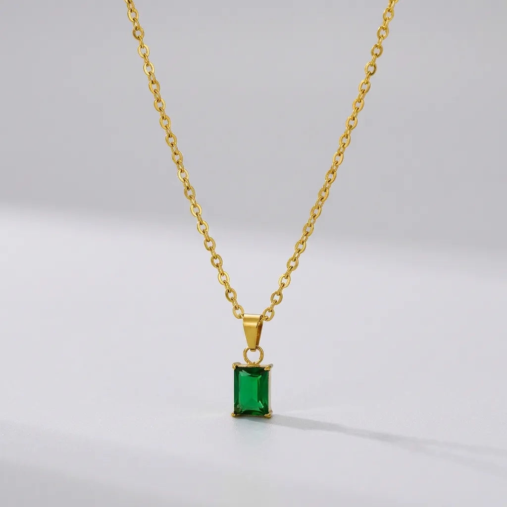 Jasmine Green Stainless Steel Necklace