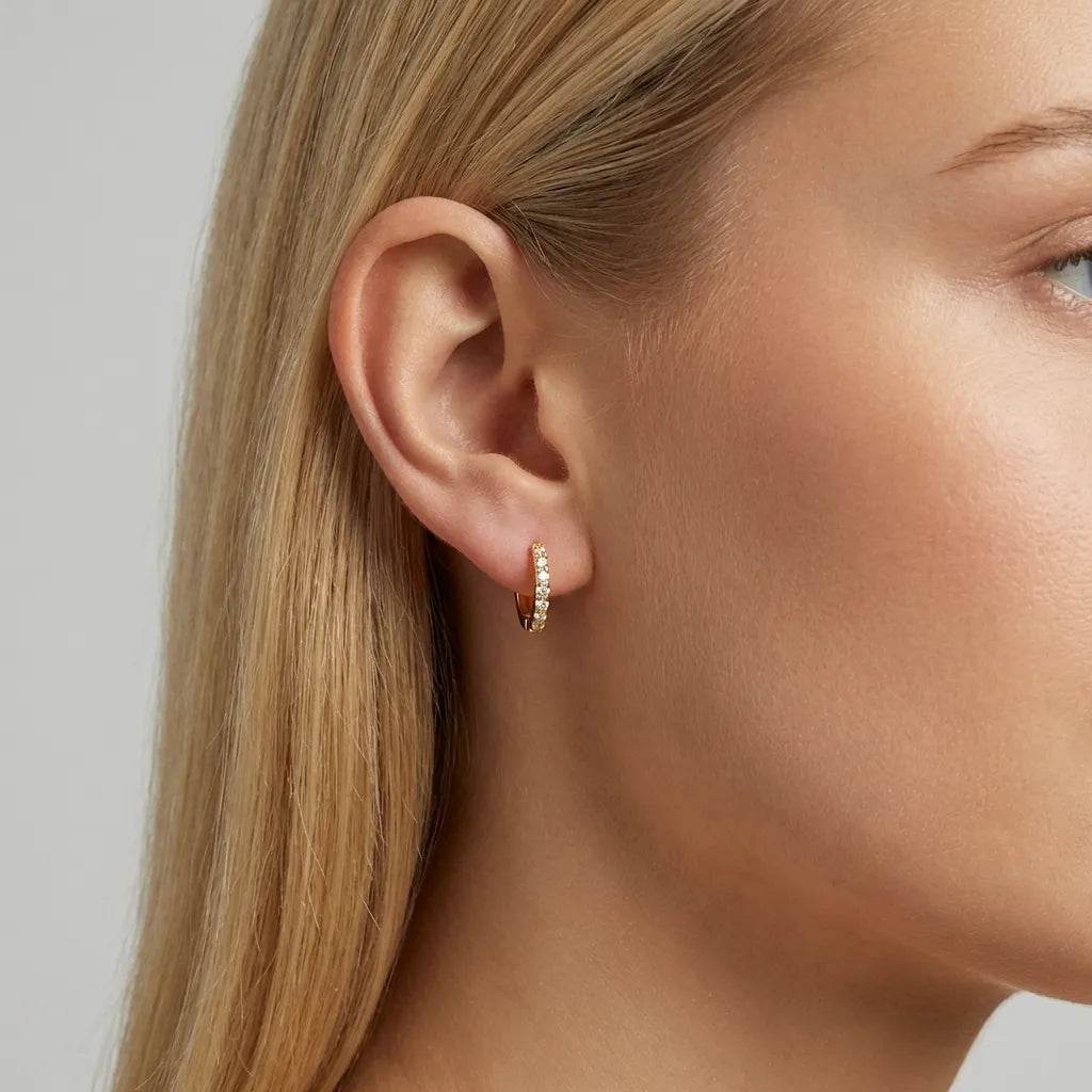 Alexandria Gold-Plated 925 Sterling Silver Huggie Earrings