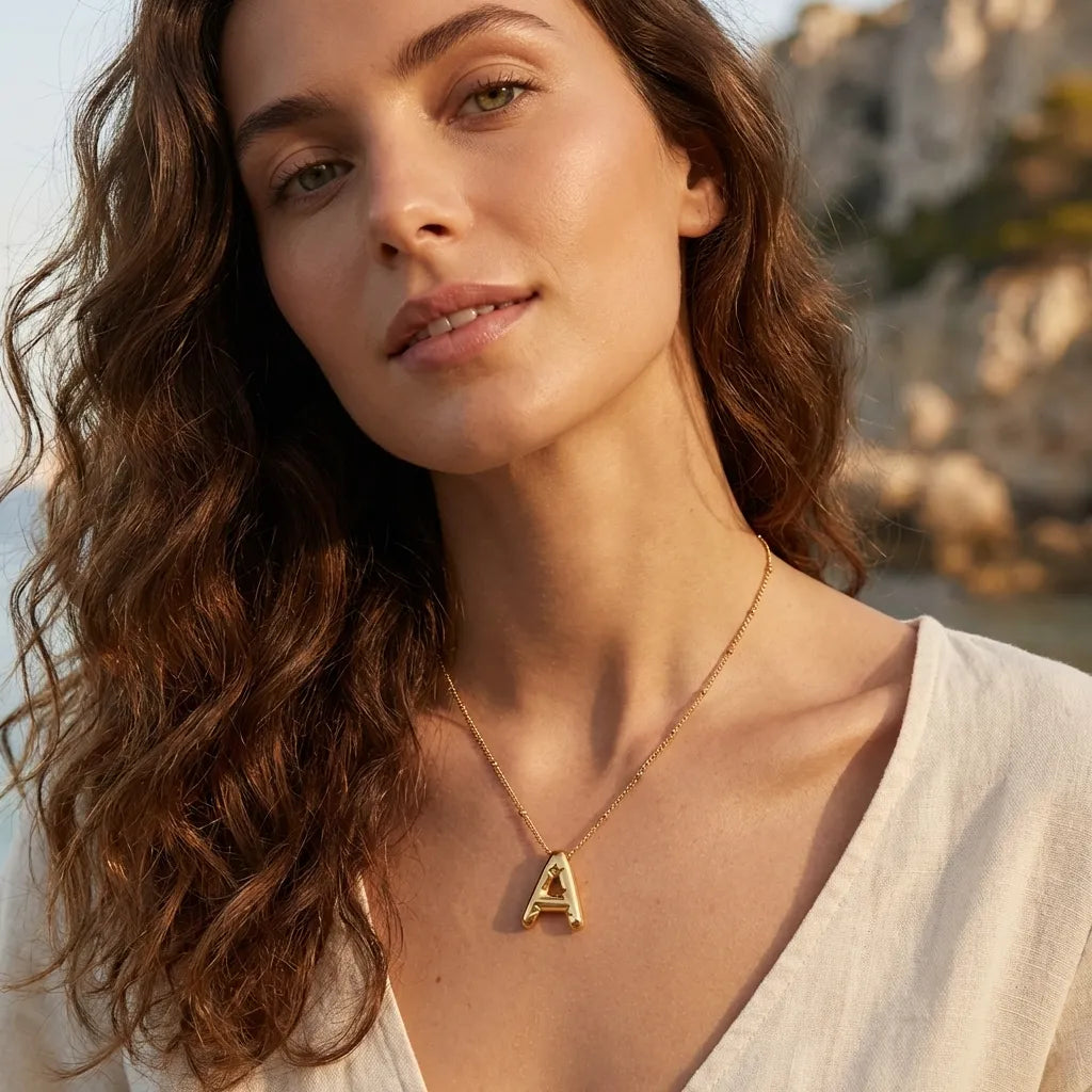 Balloon Initial 18K Gold-Plated Stainless Steel Necklace