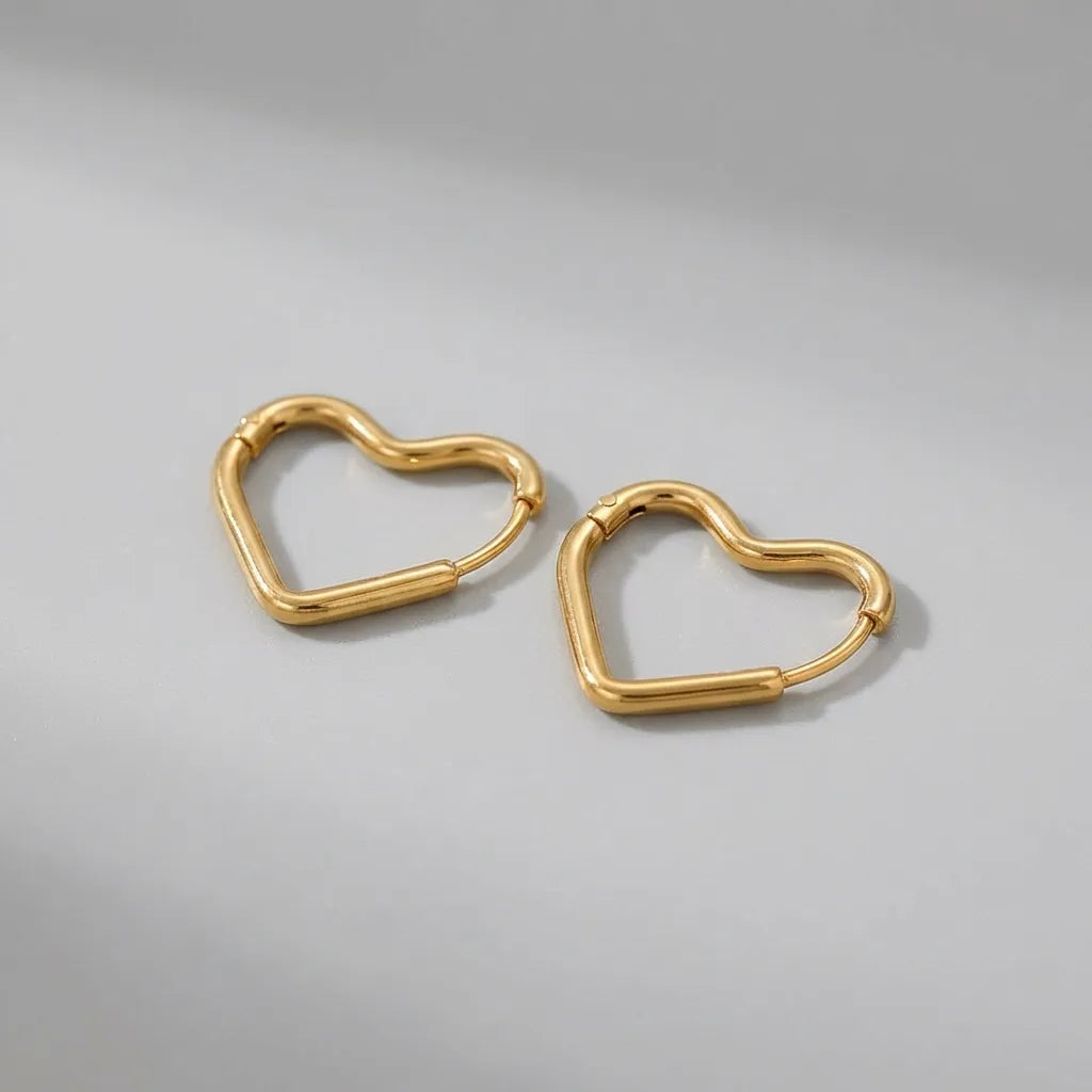 Helena Heart 18K Gold-Plated Stainless Steel Hoops