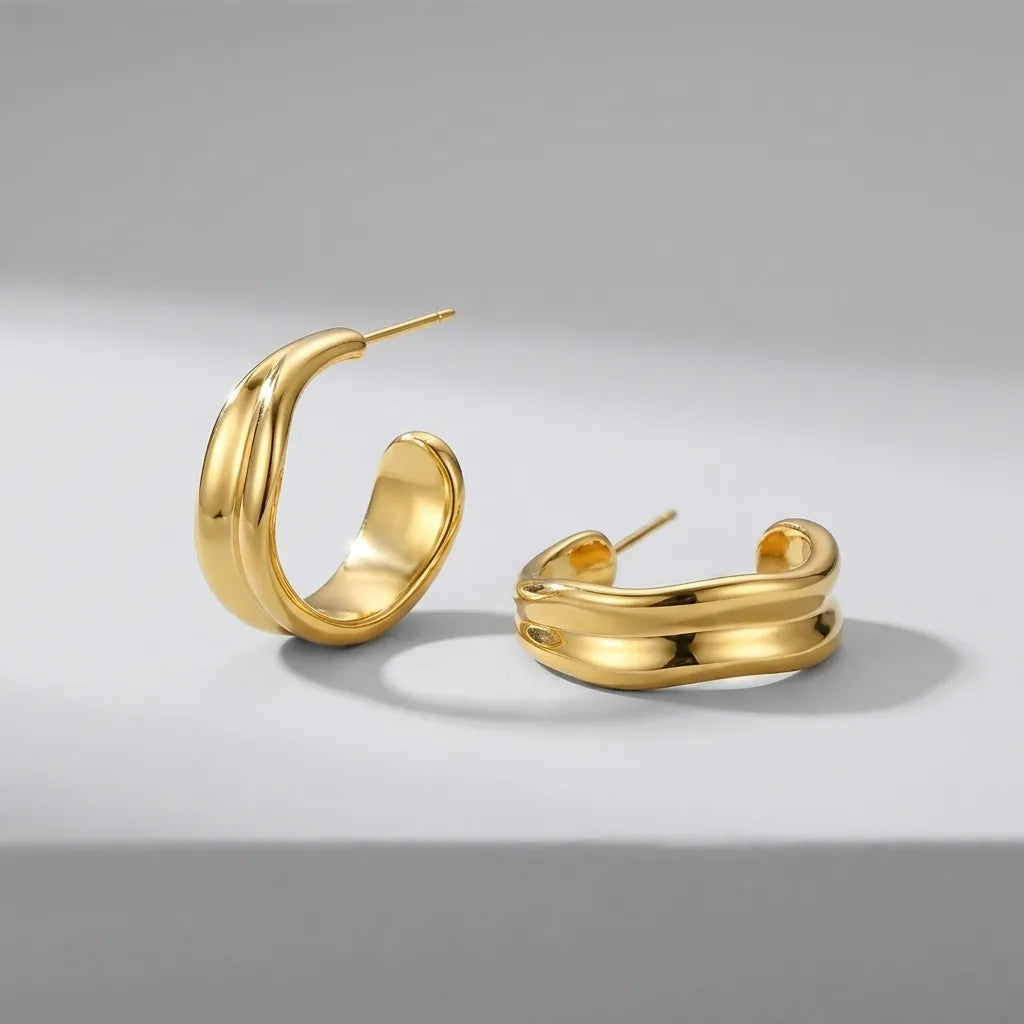 Emily Wave 18K Gold-Plated Stainless Steel Earrings