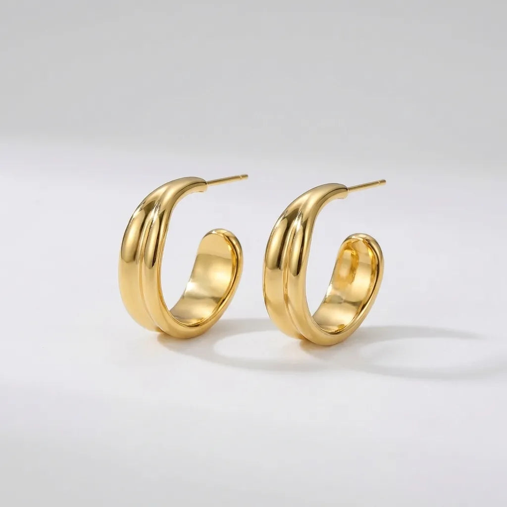 Emily Wave 18K Gold-Plated Stainless Steel Earrings