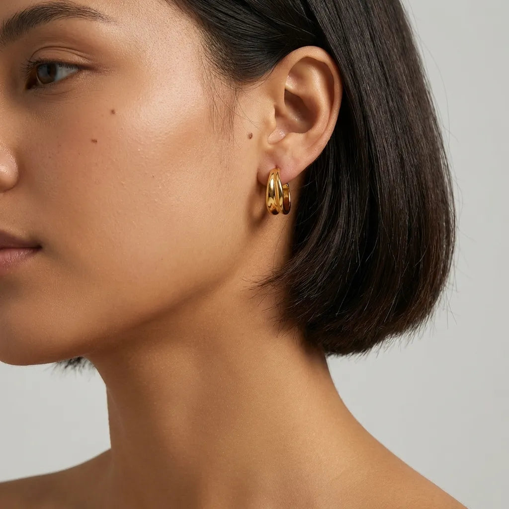 Emily Wave 18K Gold-Plated Stainless Steel Earrings