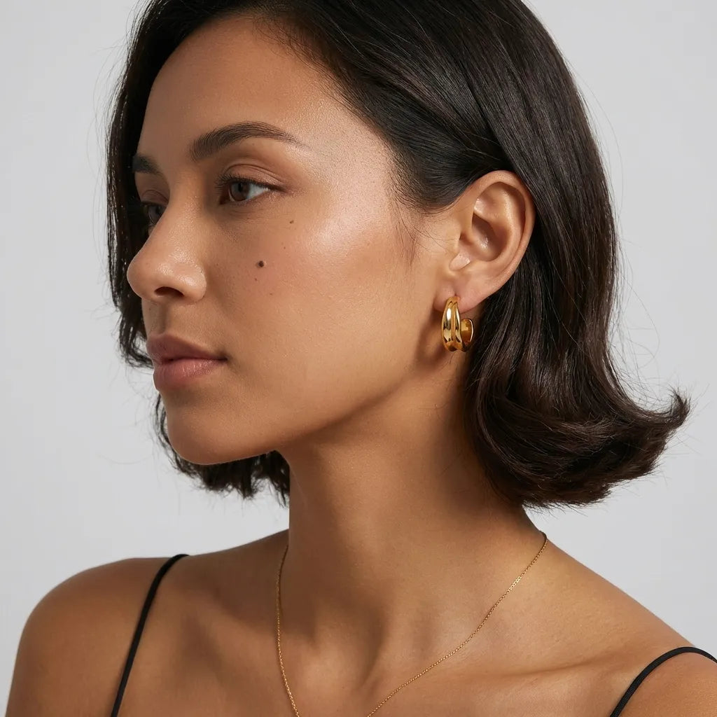 Emily Wave 18K Gold-Plated Stainless Steel Earrings