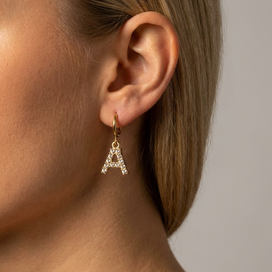 Wilhemina Initial Letter 18K Gold-Plated Stainless Steel Earrings