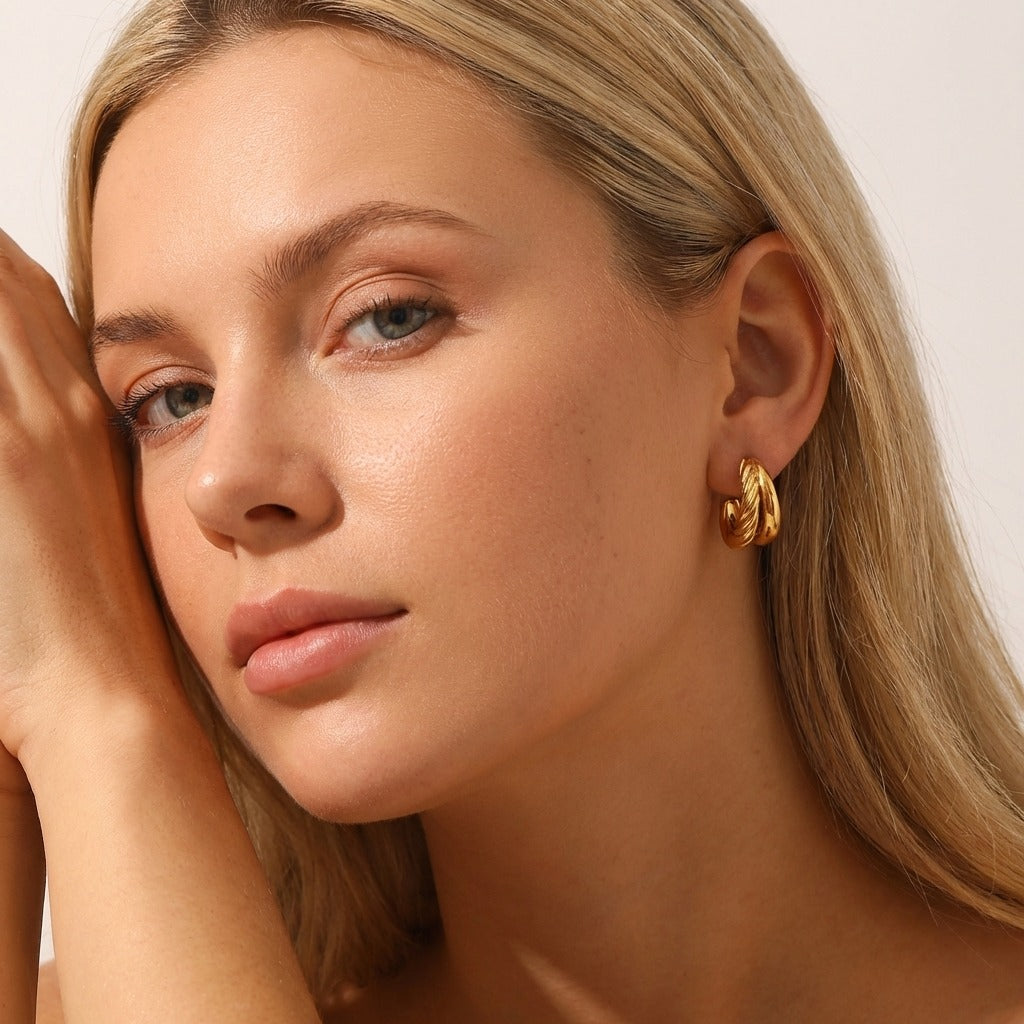 Cecilia Layered 18K Gold-Plated Stainless Steel Earrings