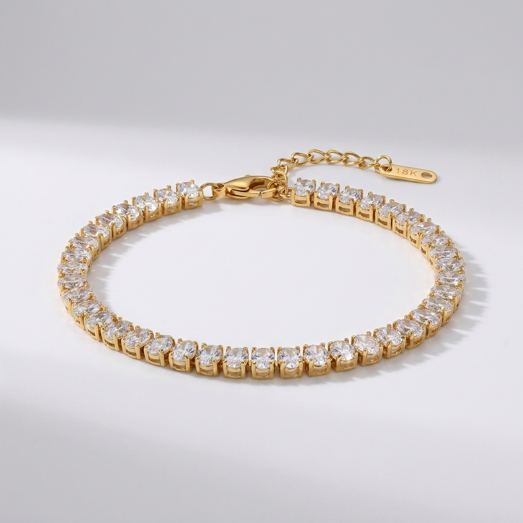 Wisteria Tennis 18K Gold-Plated Stainless Steel Bracelet