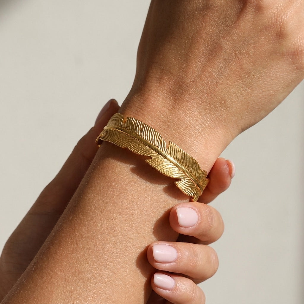 Angel 18K Gold-Plated Stainless Steel Bangle