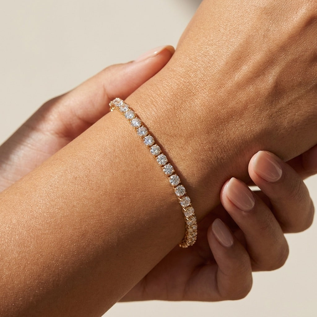 Lillian Tennis 18K Gold-Plated Stainless Steel Bracelet